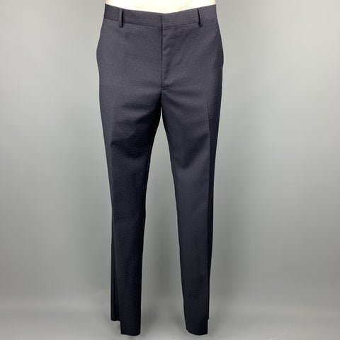 PAUL SMITH Size 42 Regular Navy Dots Wool Notch Lapel Suit