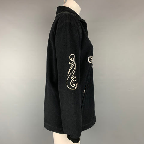 BOGNER Taille S Pull en polyester brodé polaire noir et argent