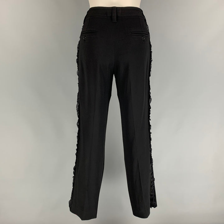 DOLCE & GABBANA Size 28 Black Mesh Ruffle Dress Pants