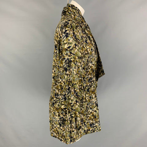 GUCCI Talla 4 Blusa con lazo con estampado de seda verde oliva y marrón