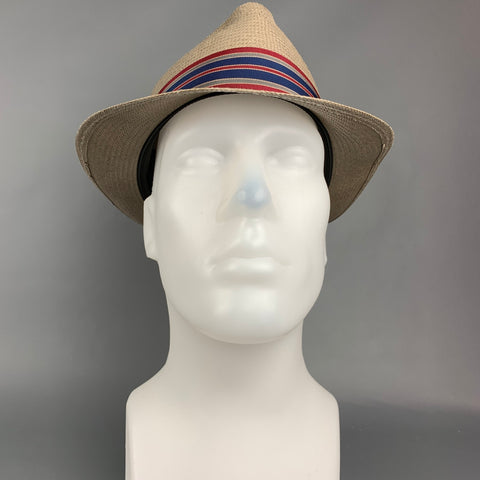 STETSON Sombrero Fedora con cinta de paja gris claro talla 7.5