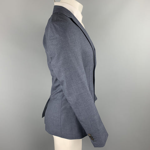 REISS Size 36 Short Blue Wool Notch Lapel Suit