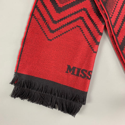 MISSONI Red Black Knitted Lana Wool Scarf