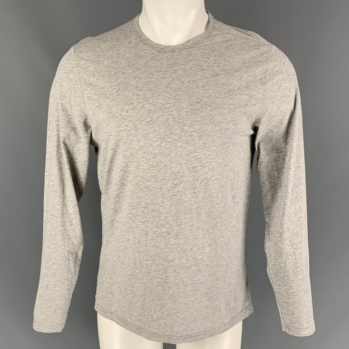 THEORY Size M Grey Heather Cotton Long Sleeve T-shirt