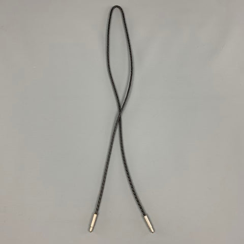 Cravate Bolo en cuir tissé argent noir VINTAGE
