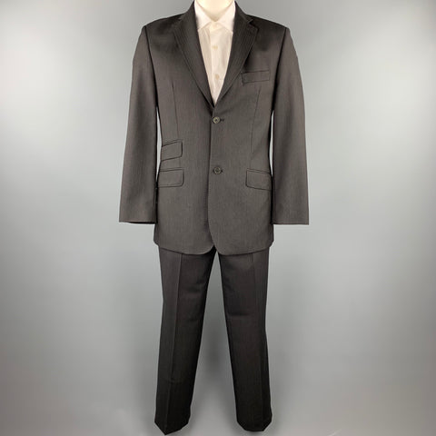 TED BAKER Size 40 Regular Charcoal Stripe Notch Lapel Suit