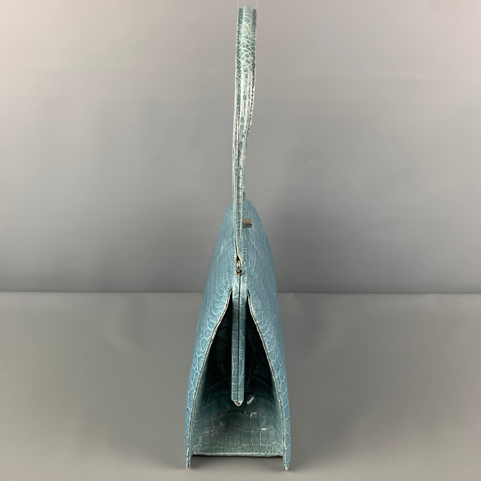 La Gras 240ブルーバックホロ LAMBERTSON TRUEX Blue Alligator Leather Top Handles Handbag – Sui