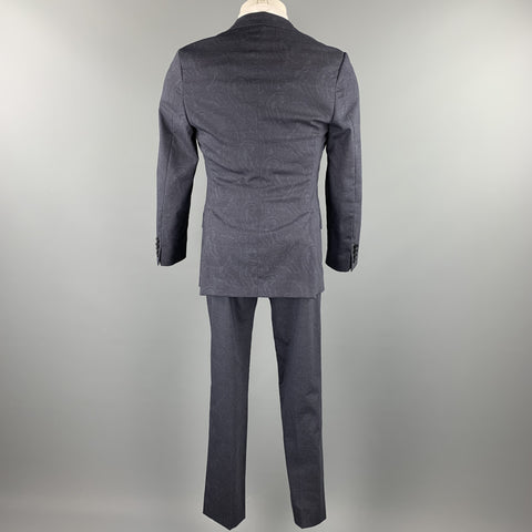 ETRO Size 34 Dark Gray Paisley Wool Notch Lapel 3 Piece Suit