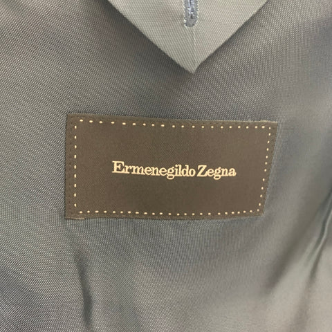 ERMENEGILDO ZEGNA Size 42 Regular Navy Olive Plaid Wool Suit