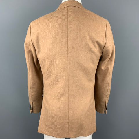 ISAIA Size 40 Regular Camel Herringbone Baby Camel Notch Lapel Sport Coat