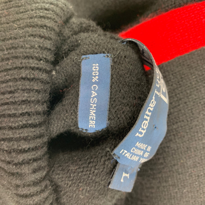 POLO by RALPH LAUREN Size L Black Red Cashmere Turtleneck Sweater