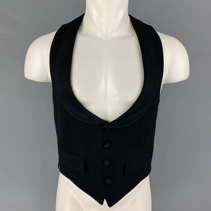 BAND OF OUTSIDERS Size 38 Black Silk Shawl Collar Vest