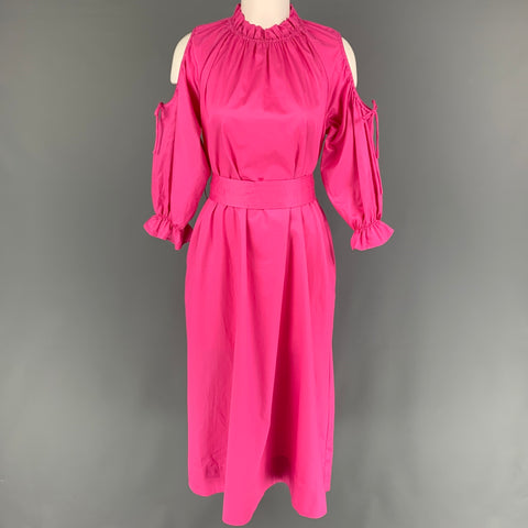 CYNTHIA ROWLEY Talla XS Vestido rosa de algodón con cinturón