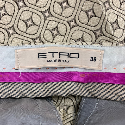 ETRO Size 2 Taupe & Beige Jacquard Polyester Blend Dress Pants
