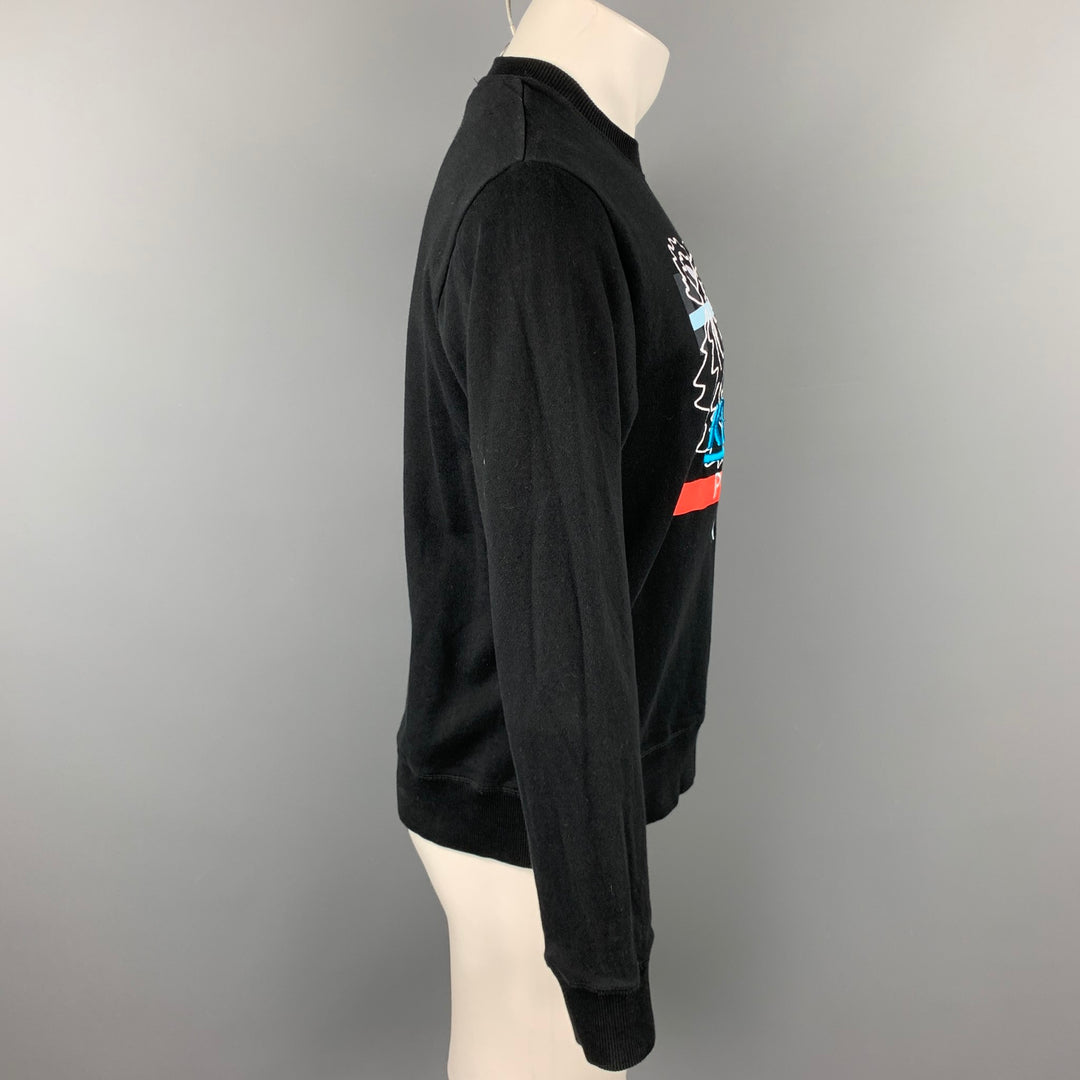 KENZO Size M Black & Blue Tiger Embroidered Cotton Crew-Neck Pullover