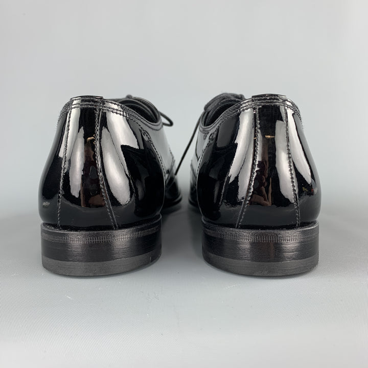 PRADA Size 9.5 Black Patent Leather  Lace Up Dress Shoes