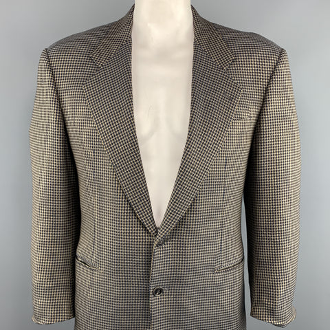 BELVEST 40 Manteau de sport à revers cranté en laine pied-de-poule marron et bleu marine