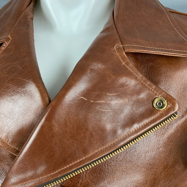 HIMEL BROS Size 40 Avro Brown Leather Motorcycle Jacket