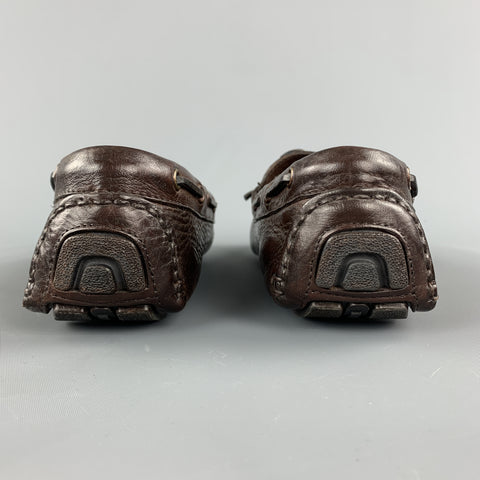 BROOKS BROTHERS Size 8.5 Brown Leather Bow Drivers Loafers