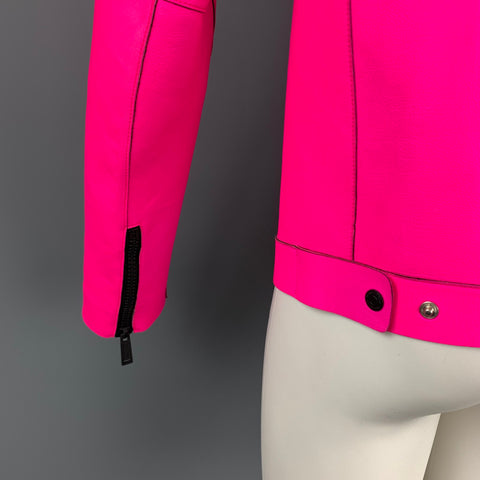 DSQUARED2 S/S 15 Size 40 Hot Pink Leather Zip Up Jacket