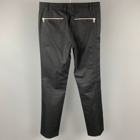CROW Pantalones casuales con cremallera y bragueta de algodón negro talla M