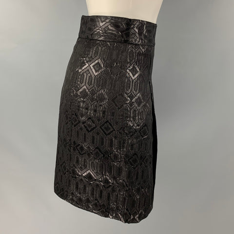 TORY BURCH Talla 0 Minifalda plisada de rayón de acetato negro
