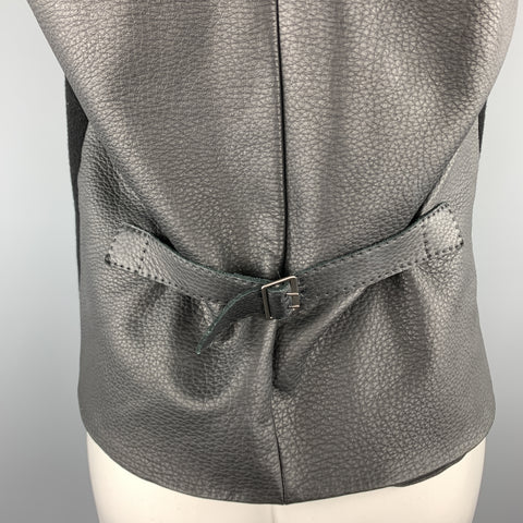 HERMES Taille 8 Gilet écharpe en cuir à franges en cachemire noir