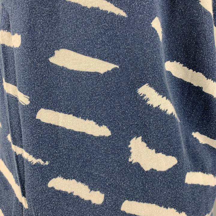 A.P.C. Size M Navy White Graphic Cotton  Linen Crew-Neck T-shirt