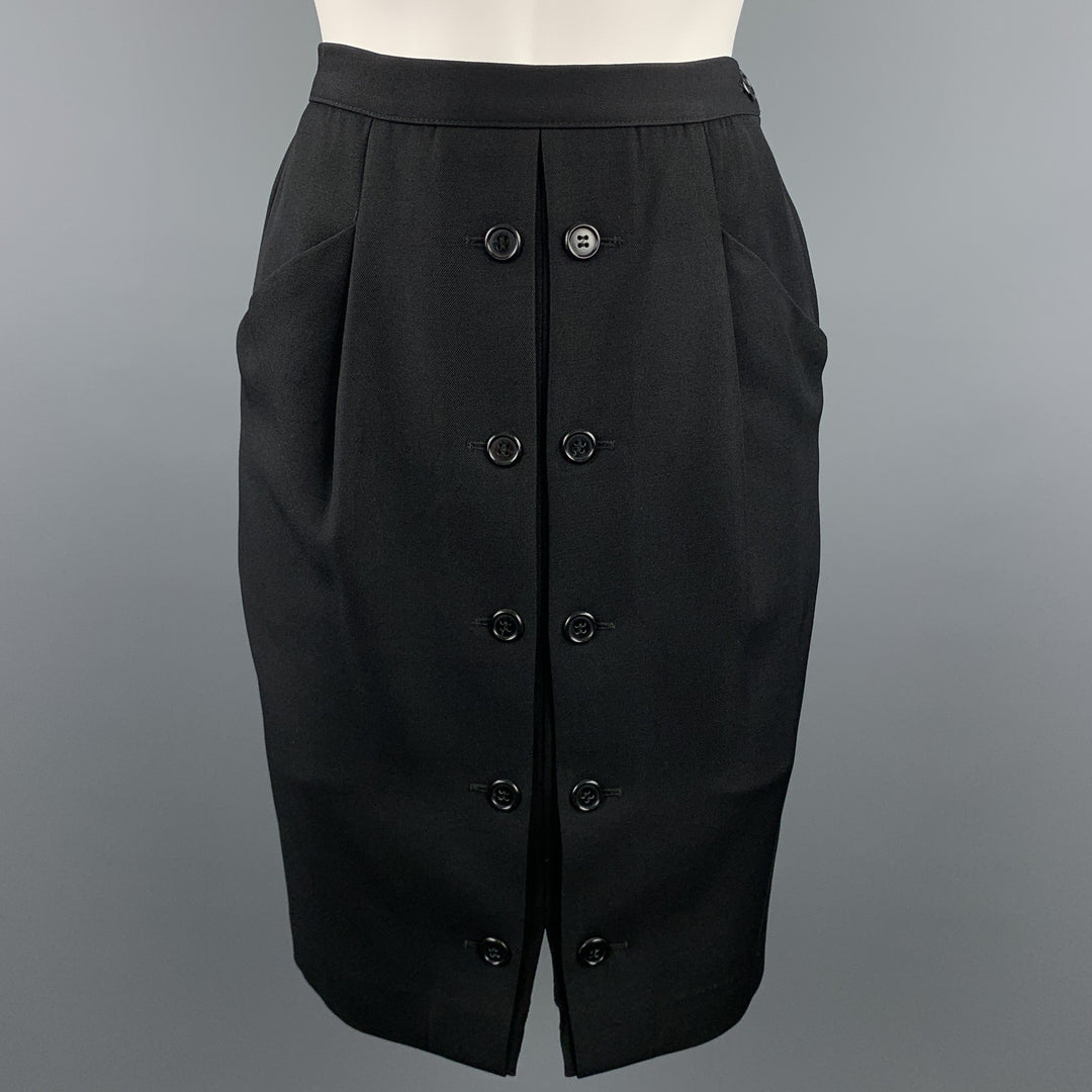 GIORGIO ARMANI Size 8 Black Twill Pencil Skirt