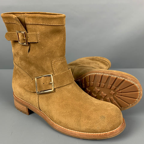 JIMMY CHOO Talla 10.5 Botas sin cordones de ante color camel