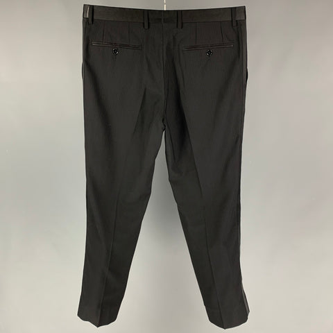 DOLCE & GABBANA Size 32 Black Stripe Wool Silk Tuxedo Dress Pants