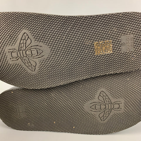 GUCCI Size 12 Black Monogram Leather Slide Sandals