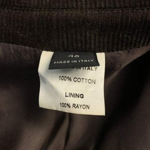 BARNEY'S CO-OP Size 36 Black Corduroy Cotton Notch Lapel Double Buttoned Sport Coat