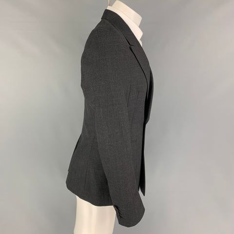 DRIES VAN NOTEN Size 38 Charcoal Wool Peak Lapel Sport Coat