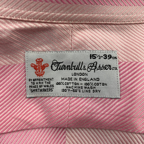 TURNBULL & ASSER Size M Pink Textured Cotton Button Up Long Sleeve Shirt