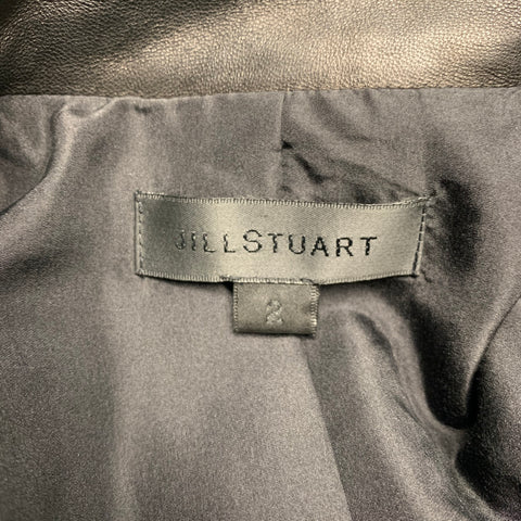 JILL STUART Size 2 Black Leather 3/4 Sleeves Jacket Blazer