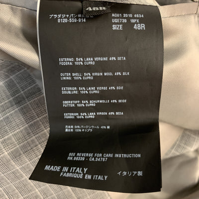 PRADA Size 38 Regular Plaid Grey Wool / Silk Notch Lapel Sport Coat