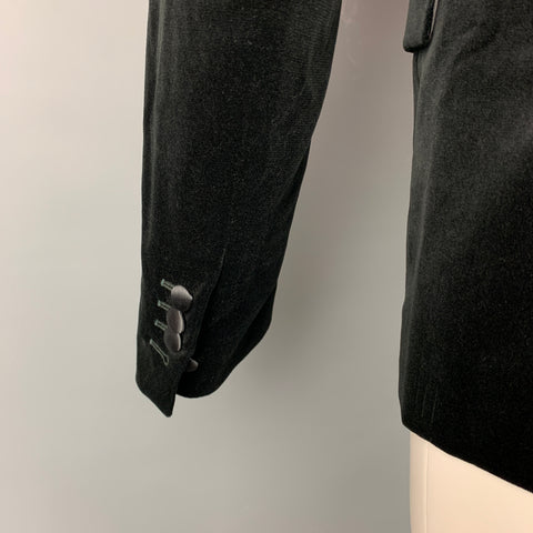 DSQUARED2 Size 40 Black Velvet Cotton Peak Lapel Sport Coat