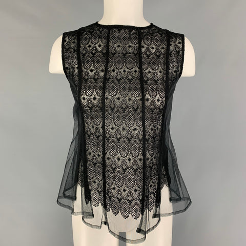 NOIR KEI NINOMIYA Size M Black Tulle Sleeveless Dress Top