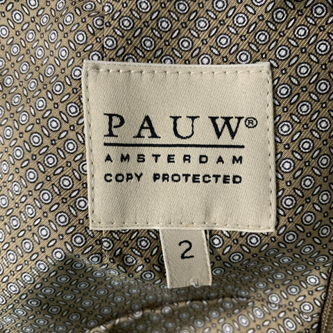 PAUW Size 2 Taupe and White Silk Dots Blouse