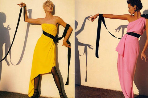 Vintage CHANEL Spring 1991 Size 6 / FR 38  Black Silk Bustier Ribbon Cocktail Dress