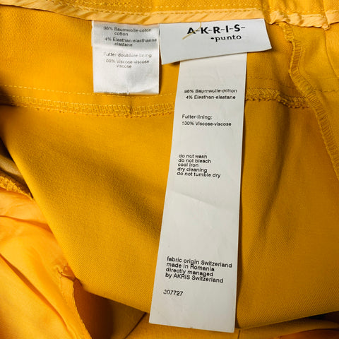 AKRIS Size 8 Yellow Cotton Elastane Side Zipper Dress Pants