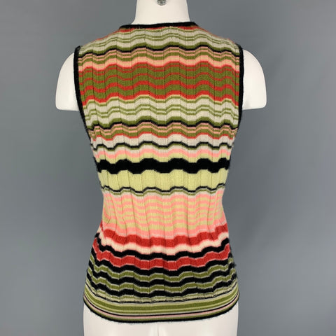 NIEMAN MARCUS Size L Multi-Color Cashmere Stripe Tank T-Shirt