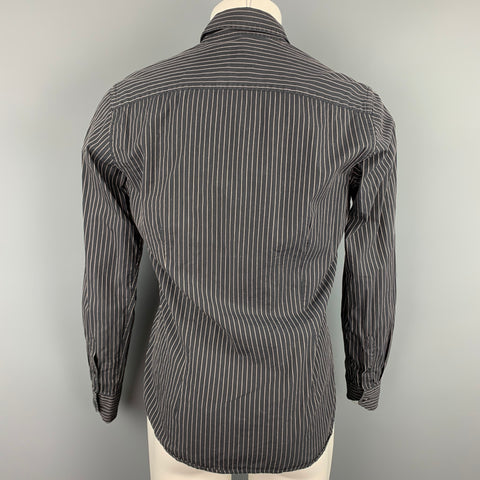 VALENTINO Slim Fit Taille M Chemise à manches longues boutonnée en coton à rayures noires