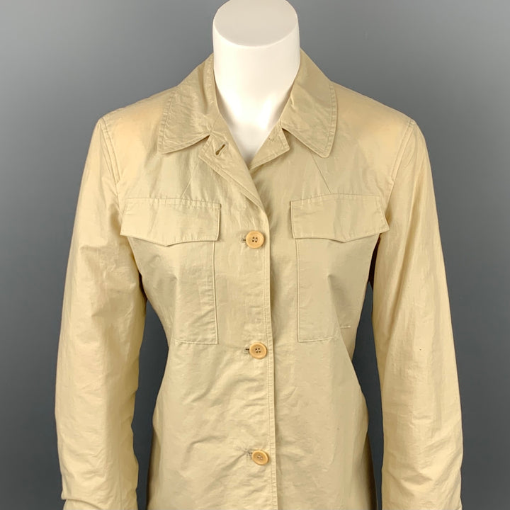 STRENESSE Size 6 Beige Cotton Patch Pocket Buttoned Jacket
