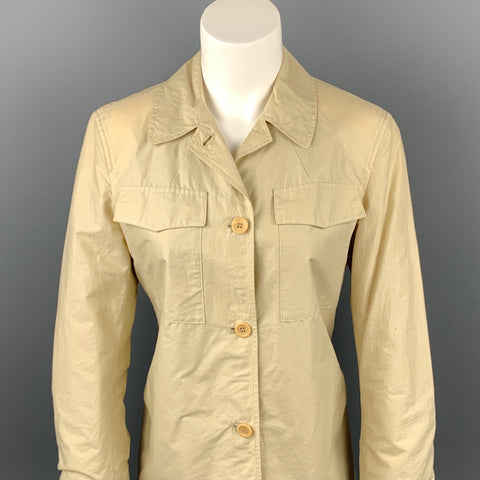 STRENESSE Taille 6 Veste boutonnée en coton beige avec poche plaquée