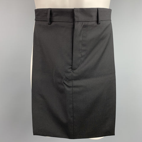 GIVENCHY Talla 28 Falda introductoria con bragueta y cremallera de lana negra