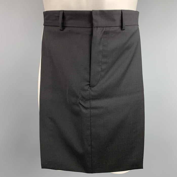 GIVENCHY Size 28 Black Wool Zip Fly Introductory Skirt