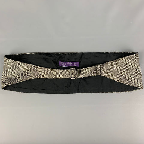 RALPH LAUREN Purple Label Size S/M Black White Glenplaid Silk Cummerbund