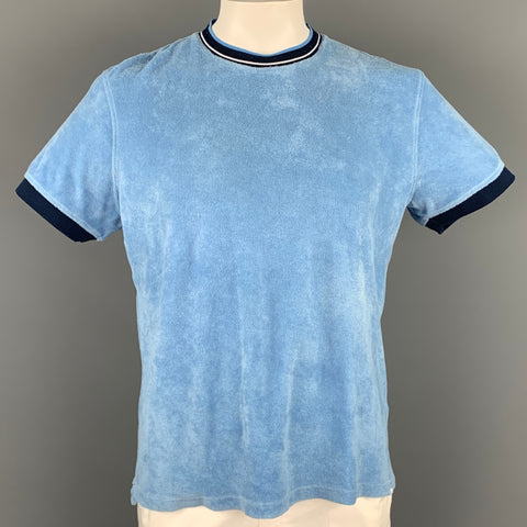 ORLEBAR BROWN Size XL Blue Terry Cloth Cotton Short Sleeve T-shirt